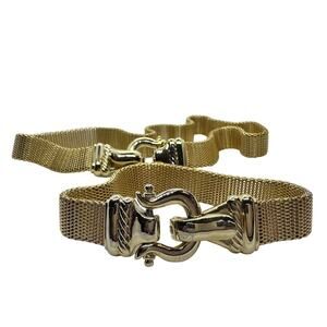 Gold Tone Woven Bracelet and Necklace Set in Box